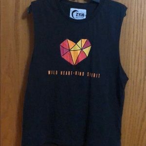 Zyia Black Wild Heart Vintage Tank